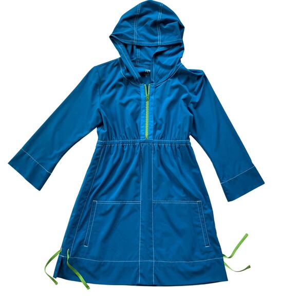 Title Nine Hooded Swelter Shelter Tunic Dress Small Blue Pockets - Picture 1 of 6